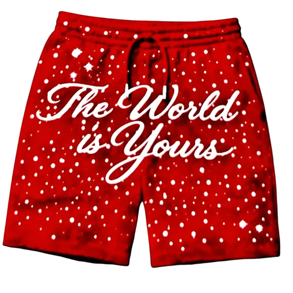 THE WORLD IS YOURS SHORTS (RED)