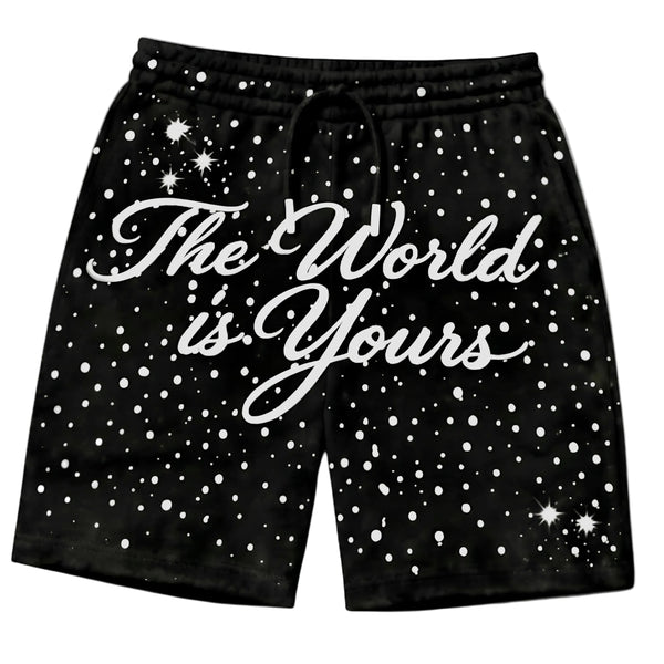THE WORLD IS YOURS SHORTS (BLACK)