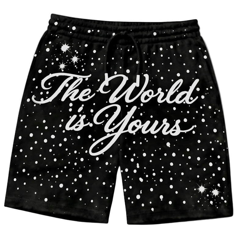 THE WORLD IS YOURS SHORTS (BLACK)