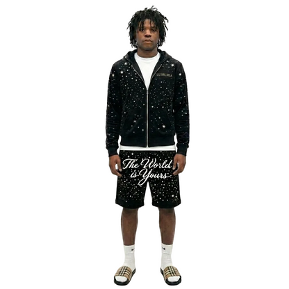 THE WORLD IS YOURS SHORTS (BLACK)