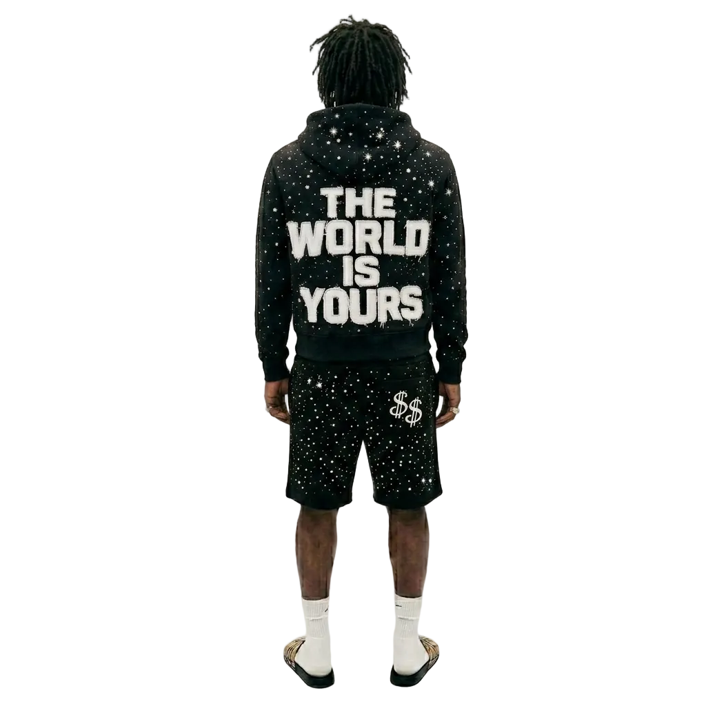 THE WORLD IS YOURS SHORTS (BLACK)