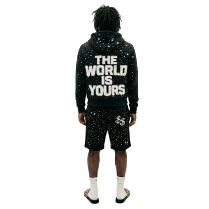THE WORLD IS YOURS SHORTS (BLACK)